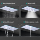 stainless steel 24*12 inch s rain shower head bathroom thermostat light emitting diode music multifunctional shower mixer set