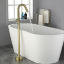 brass hot and cold black floor standing bathtub faucet, cylinder side type without shower, rotating column basin faucet yg2001