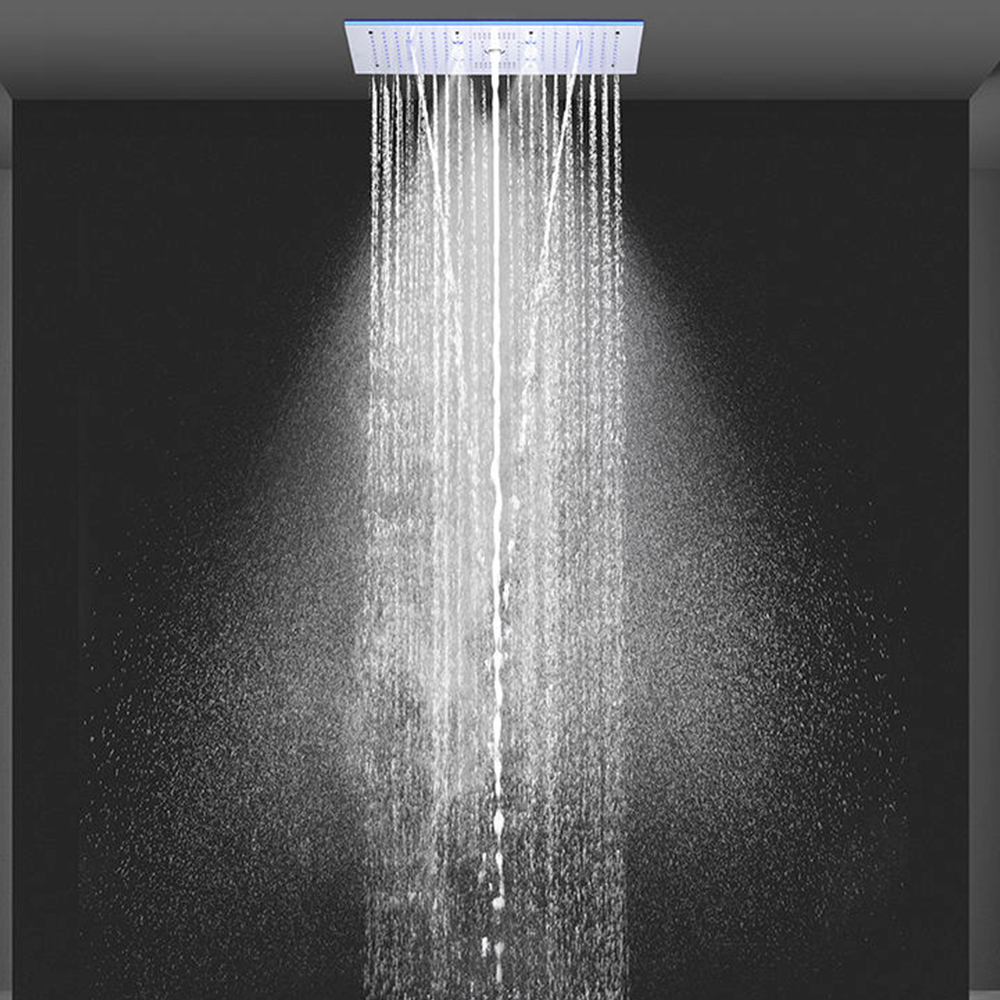 Stainless steel 24*12 inch s rain shower head bathroom thermostat light-emitting diode music multifunctional shower mixer set ALG102