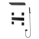 710*430 mm ceiling concealed mounted waterfall rainfall mist water column led shower set thermostatic matte black shower