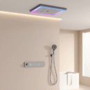 luxury rainwater stainless steel shower mixer set bathroom thermostatic waterfall smart shower set alg103
