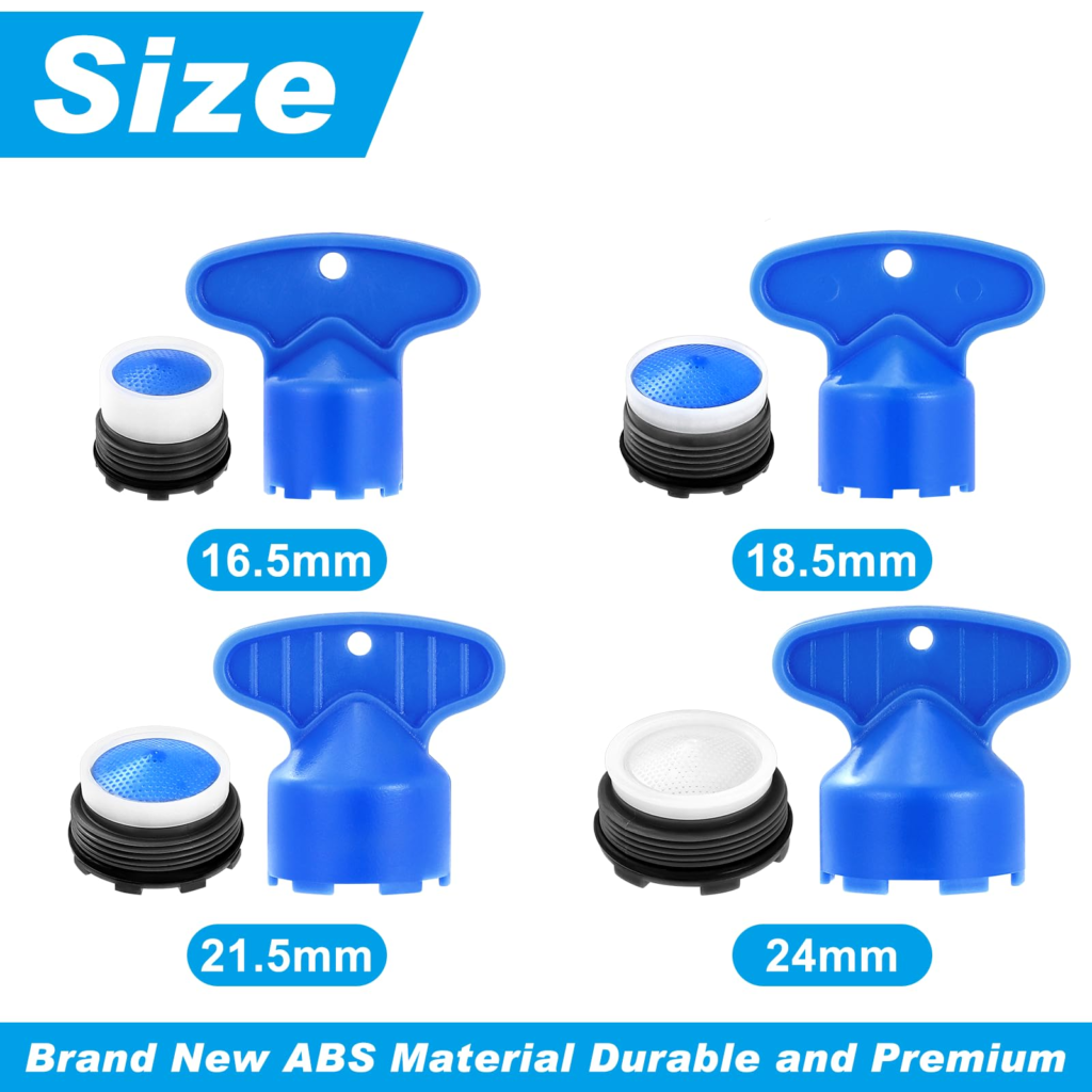 12 pcs Faucet Cache Aerators with 4 Pcs Faucet Aerator Key Cache Aerators Replacement Inserts for Sink M16.5 18.5 21.5 24 mm for Bathroom or Kitchen QP1001