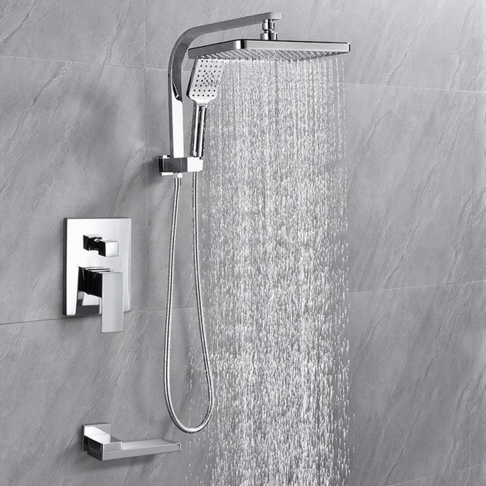 Black copper concealed wall-mounted rain shower set, hot and cold embedded box, square embedded faucet AL2205