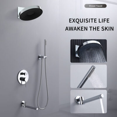 all copper concealed shower set, hotel bathroom, toilet, built in bathroom, black shower, al2315