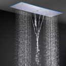 stainless steel 24*12 inch s rain shower head bathroom thermostat light emitting diode music multifunctional shower mixer set