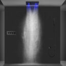 high quality embedded ceiling led matte black shower mixer rain spray 304 sus constant temperature 500*500mm bathroom shower set alg105