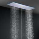 stainless steel 24*12 inch s rain shower head bathroom thermostat light emitting diode music multifunctional shower mixer set