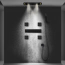 710*430 mm ceiling concealed mounted waterfall rainfall mist water column led shower set thermostatic matte black shower