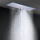 stainless steel 24*12 inch s rain shower head bathroom thermostat light emitting diode music multifunctional shower mixer set
