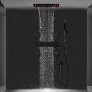 710*430 mm ceiling concealed mounted waterfall rainfall mist water column led shower set thermostatic matte black shower