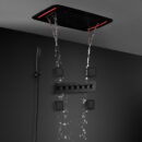710*430 mm ceiling concealed mounted waterfall rainfall mist water column led shower set thermostatic matte black shower