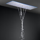stainless steel 24*12 inch s rain shower head bathroom thermostat light emitting diode music multifunctional shower mixer set