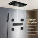 710*430 mm ceiling concealed mounted waterfall rainfall mist water column led shower set thermostatic matte black shower