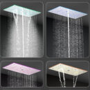 stainless steel 24*12 inch s rain shower head bathroom thermostat light emitting diode music multifunctional shower mixer set