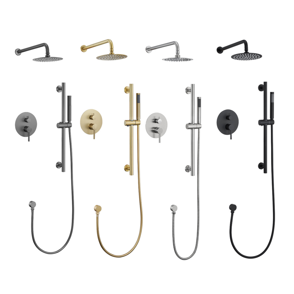 304 stainless steel concealed wall embedded multi-function lifting frame handheld top spray shower setAL2602