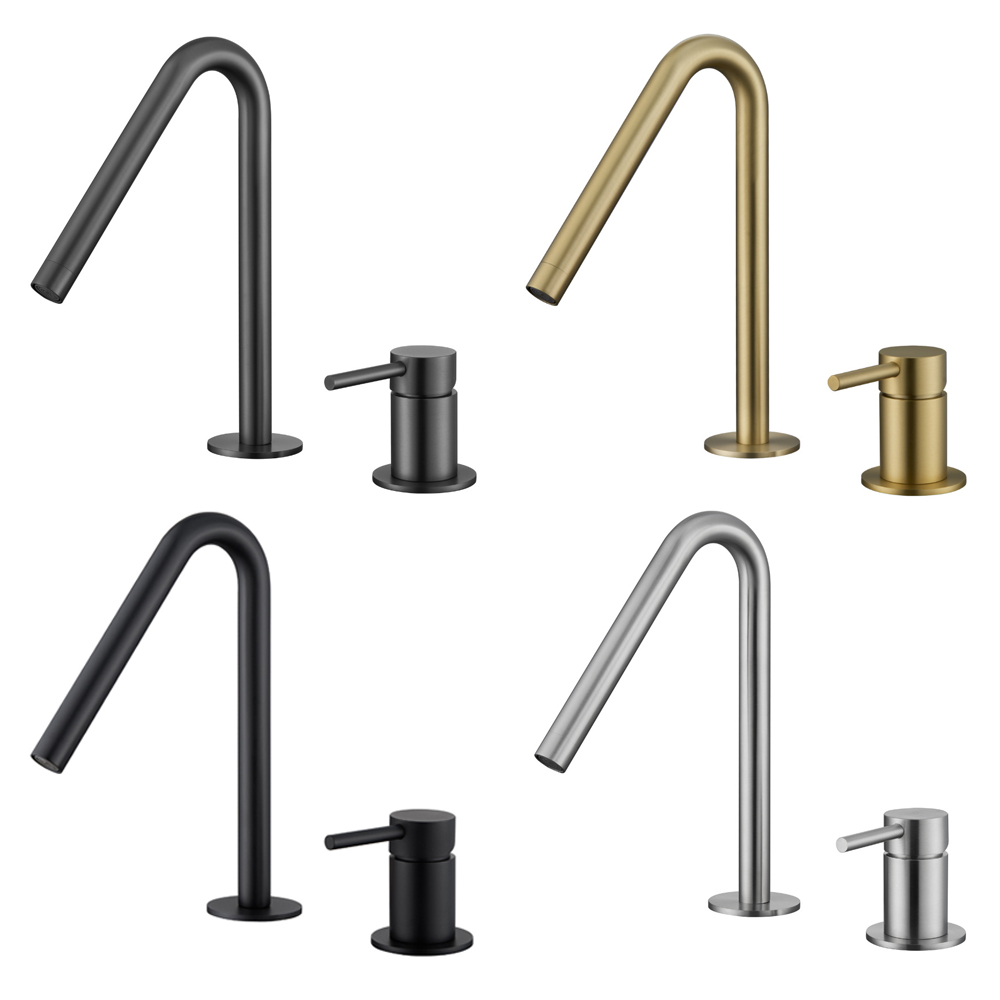 304 stainless steel double-hole European-style seven-shaped tube basin split type hot and cold above counter basin wash basin faucetCF2301