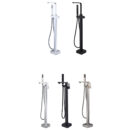 brass hot and cold black floor standing bathroom wooden barrel bathtub faucet toilet hotel shower ld2304