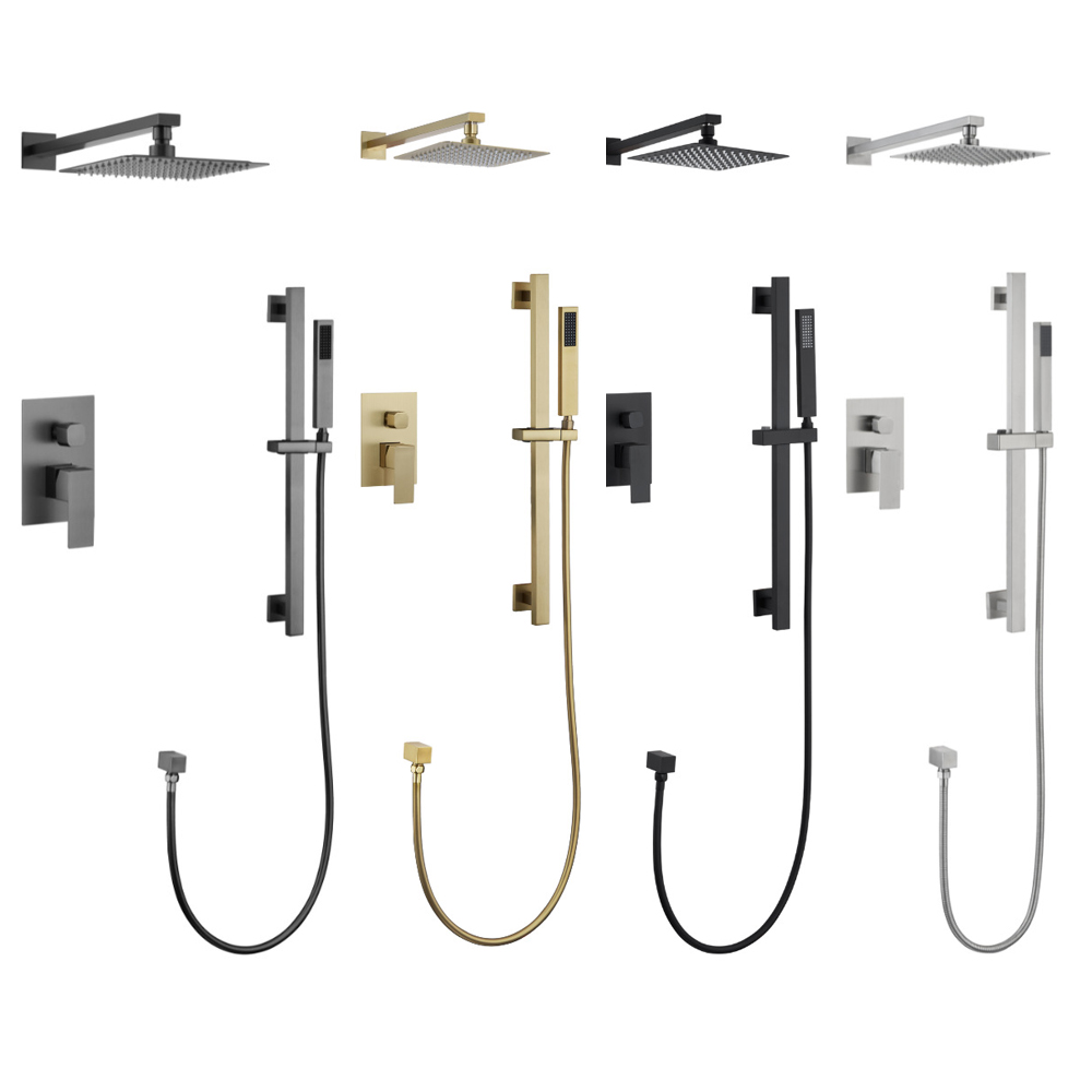 304 stainless steel concealed wall-mounted hot and cold handheld shower pressurized top spray large shower faucet setAL2601