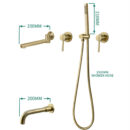 concealed bathtub shower faucet brass embedded in the wall golden cylinder side split hot and cold shower set al3007