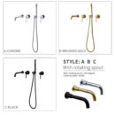 concealed bathtub shower faucet brass embedded in the wall golden cylinder side split hot and cold shower set al3007