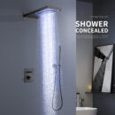 in wall thermostatic concealed shower set full copper hot and cold flying rain waterfall hidden shower luminous top spray al2402
