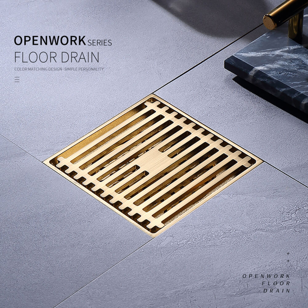 Brass gold anti-blocking and deodorant shower room toilet toilet quick drainage universal invisible floor drain DL2204
