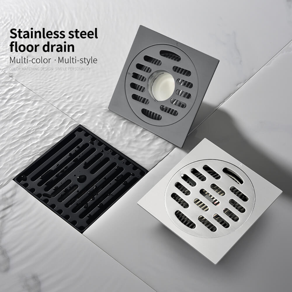 304 stainless steel black square bathroom shower room sewer deodorant and anti-blocking hidden floor drain DL2208