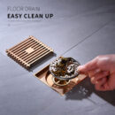 brass gold anti blocking and deodorant shower room toilet toilet quick drainage universal invisible floor drain dl2204