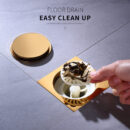 european style copper round rose gold anti blocking and deodorant sewer toilet universal invisible floor drain dl2203