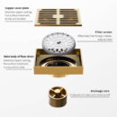 brass black anti blocking and deodorant household sewer toilet toilet universal gun ash invisible floor drain dl2205