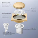 european style copper round rose gold anti blocking and deodorant sewer toilet universal invisible floor drain dl2203