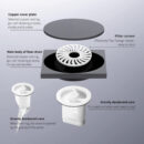 all copper gun gray square toilet toilet sewer bathroom drain invisible deodorant floor drain dl2201