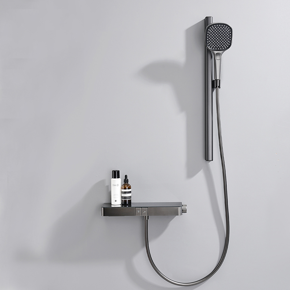 White simple shower set household piano button bathroom minimalist hot and cold shower shower head GQ2401