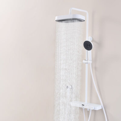 cream wind shower household shower set white rain shower bathroom shower wall mounted digital display shower lm2401