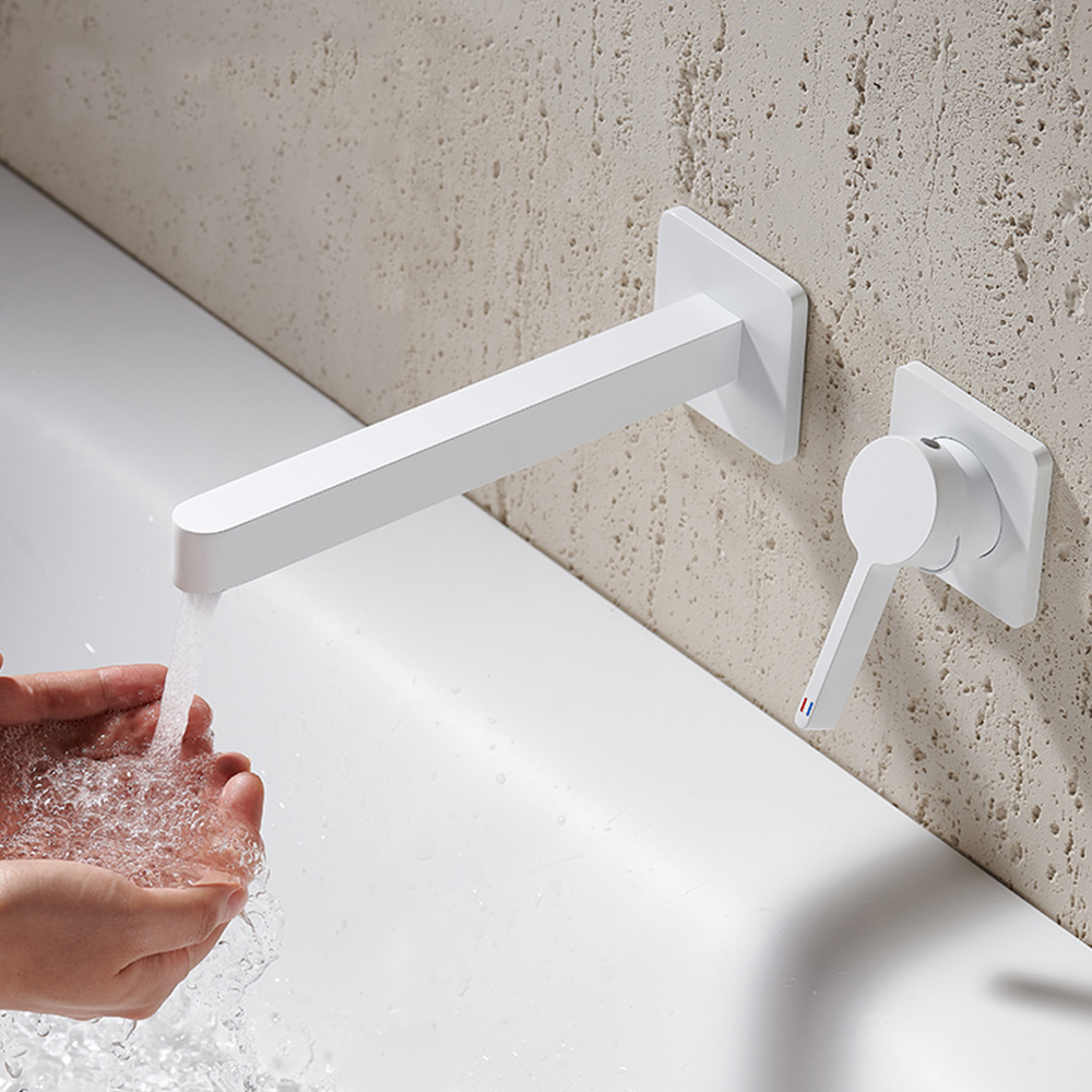 Concealed basin bathroom light luxury simple hot and cold dual control hotel white wash basin faucet AM2310