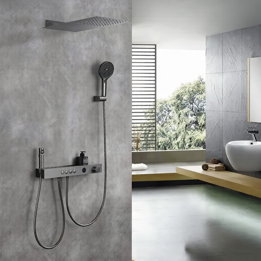 European-style bathroom brass concealed shower sprinkler set intelligent constant temperature villa hotel home digital display AL2314