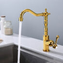 european style faucet retro brass single handle wash basin hot and cold bathroom antique golden basin faucet mt2301