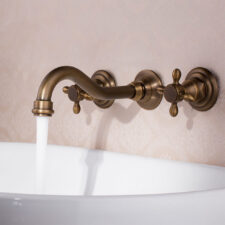 European-style light luxury antique concealed wall-mounted washbasin basin hot and cold dual-control faucet villa copper AM2308