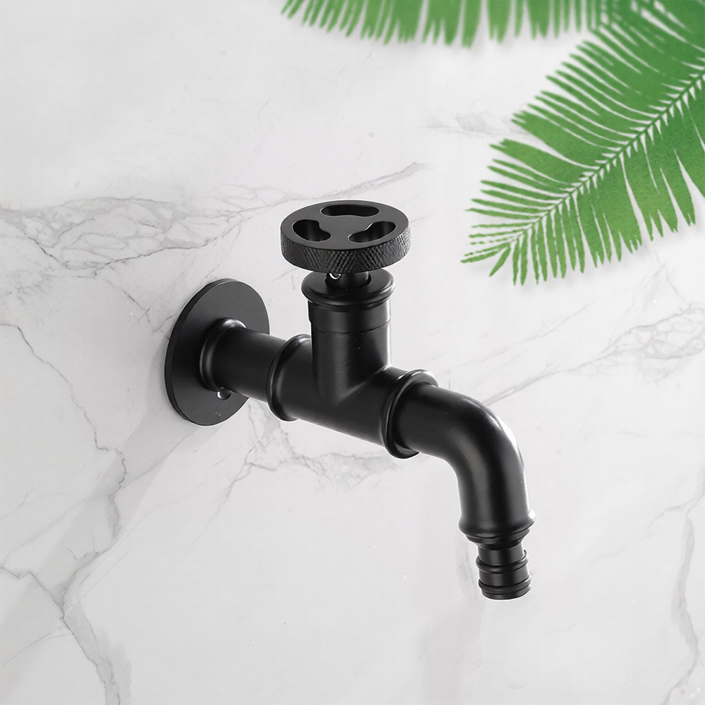 Black in-wall faucet, four-point lengthened washing machine, mop pool, quick-opening balcony, brass spout SZ2306