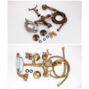 nordic wall mounted brass bathroom antique villa hotel hot and cold light luxury bathtub shower flower sprinkler set gq2302