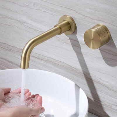 brushed gold in wall basin faucet hot and cold built in bathroom wash basin copper faucet am2305