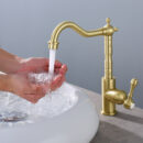 european style faucet retro brass single handle wash basin hot and cold bathroom antique golden basin faucet mt2301