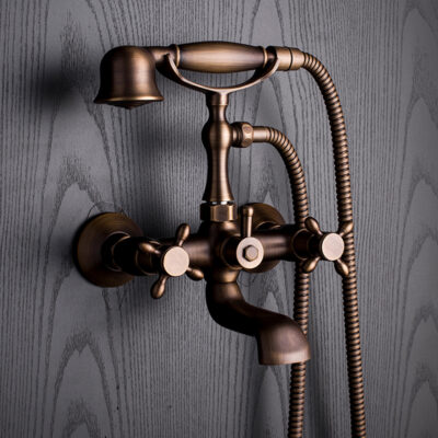 nordic wall mounted brass bathroom antique villa hotel hot and cold light luxury bathtub shower flower sprinkler set gq2302
