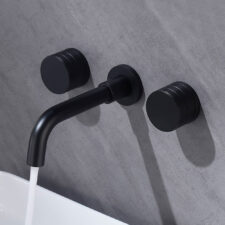 Brass gun gray basin double hot and cold concealed faucet in-wall wash basin wall drain water AM2304