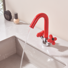 Light luxury Nordic red simple hot and cold faucet washbasin double handle bathroom toilet basin faucet MT2406