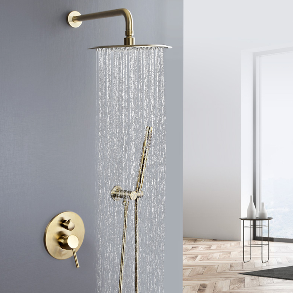 Black in-wall brass concealed shower set embedded buried wall  bath set AL1053