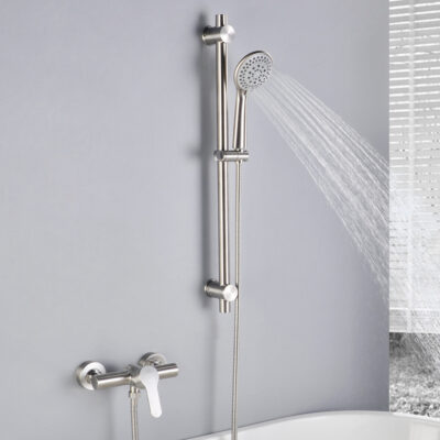 brushed stainless steel shower set, bathing shower head with lifting rod, portable shower set zy1005