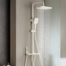 milky white copper piano button shower set bathroom multi function digital display constant temperature outlet shower lm2523