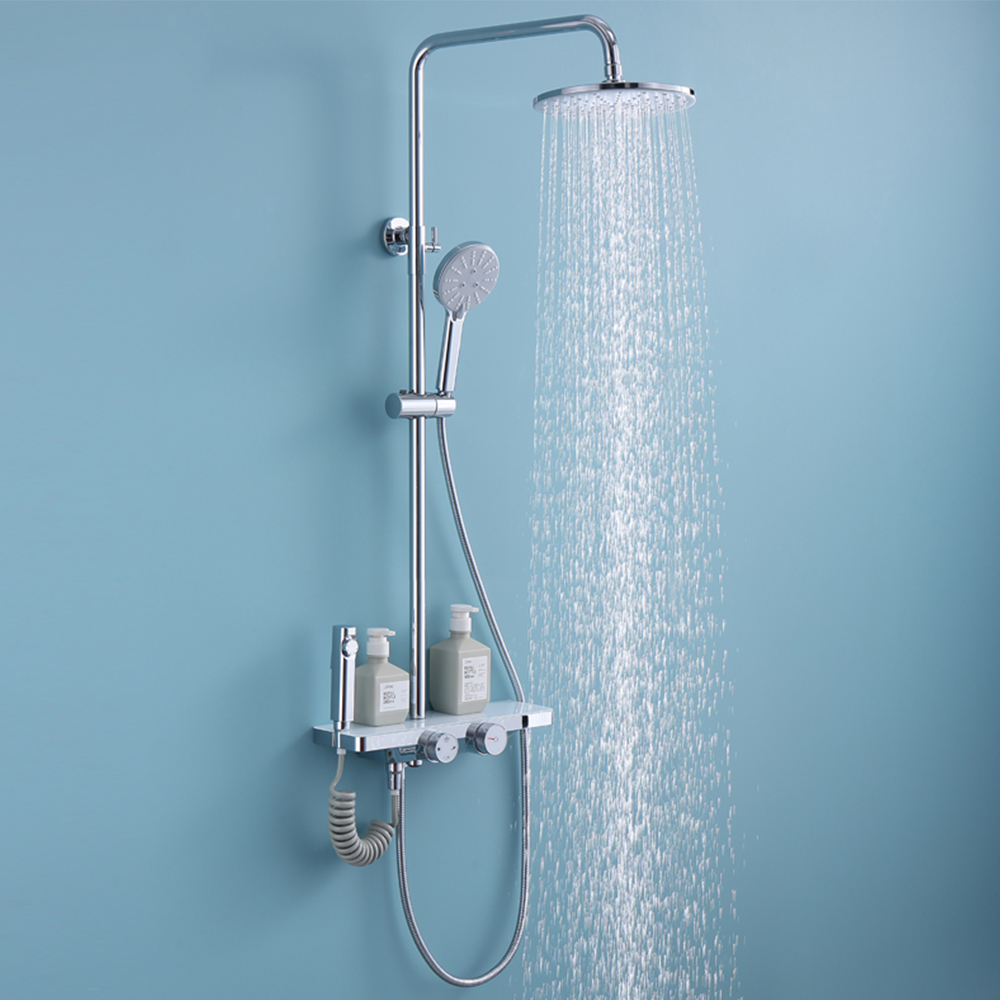 Household shower set bathroom hot and cold water faucet wall-mounted fine copper shower with spray gun LM2510