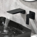 european style copper black embedded wall waterfall concealed hotel household hot and cold washbasin faucet am1027